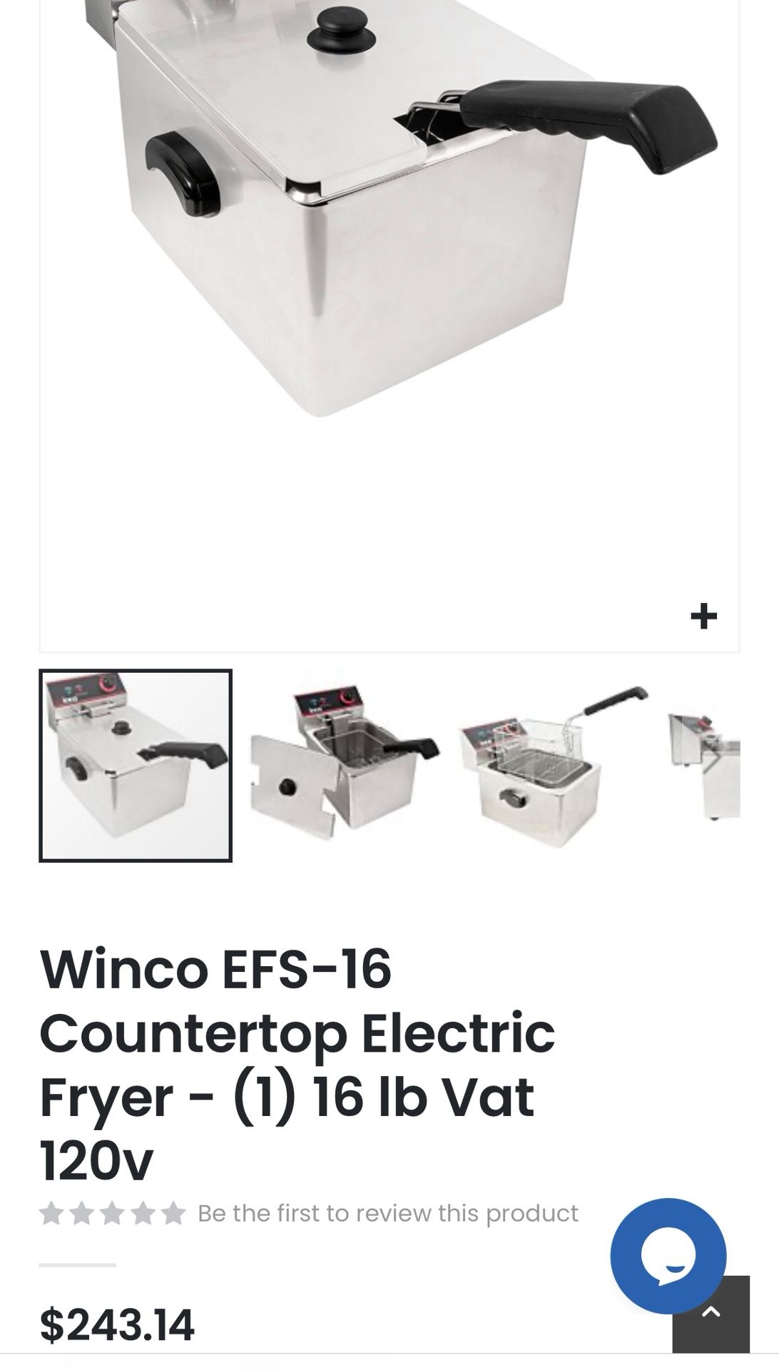 Winco EFS 16 Countertop Electric Fryer (1) 16 lb Vat 120v