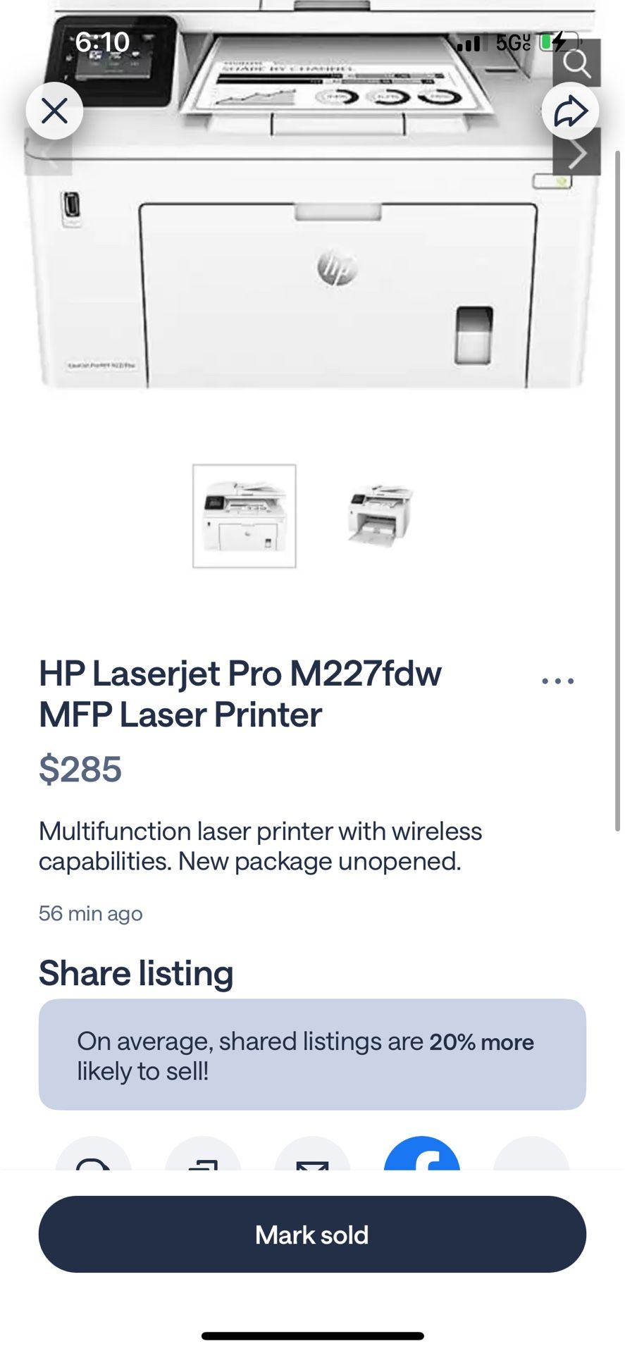 HP Laserjet Pro M227fdw MFP Laser Printer $285