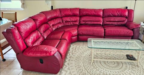 Large Red Sectional Sofa – Recliners + Sleeper Bed
