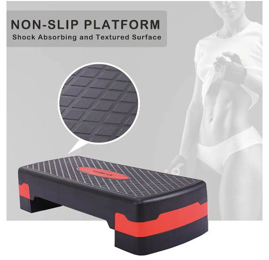  27'' Fitness Aerobic Step Adjust 4" - 6" Exercise Stepper with Risers Home Gym

