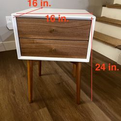 Modern Nightstand Side Accent or End Table with Storage Drawer, Set Of 2
