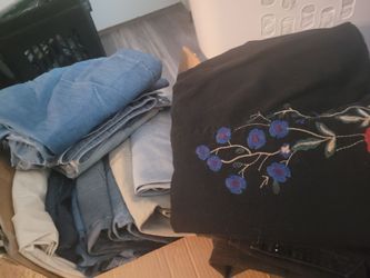 Blue and Black Denim jeans