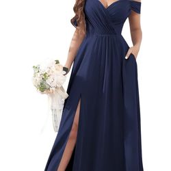 Navy Blue Bridesmaid Dress 