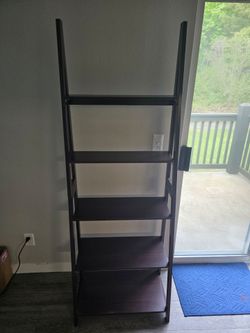 5-Tier Solid Wood Ladder Shelf - Espresso / Dark Brown
