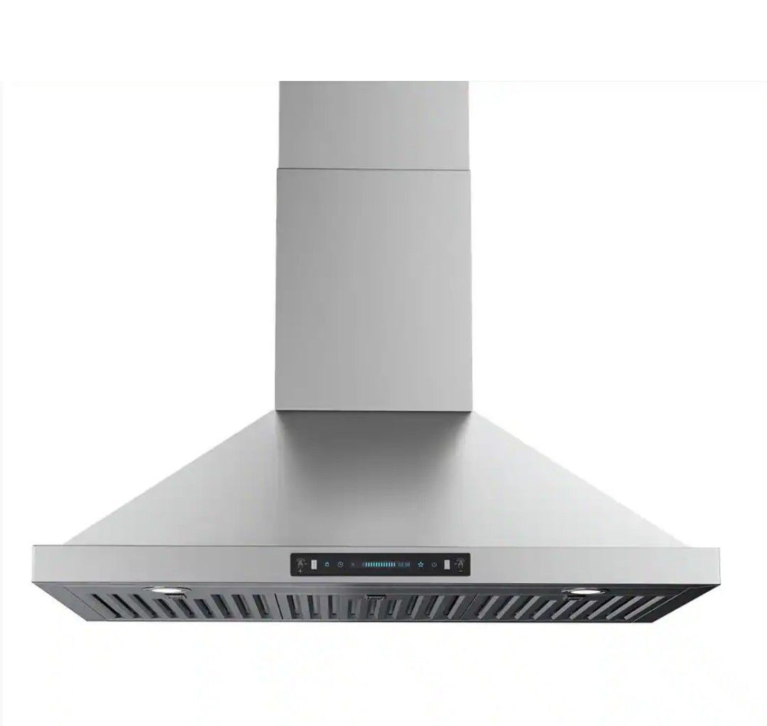 Range Hood 30 in. 900 CFM Convertible Wall Mount Downdraft System in Stainless Steel with Gesture Touch and Remote Control, Carbon Filter and 2 LED 2C