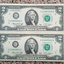 Vintage Crisp Two Sequential 1976 $2 Bills. See our other great vintage art antiques vintage lunch box collection jewelry Sports fishing lures furnitu