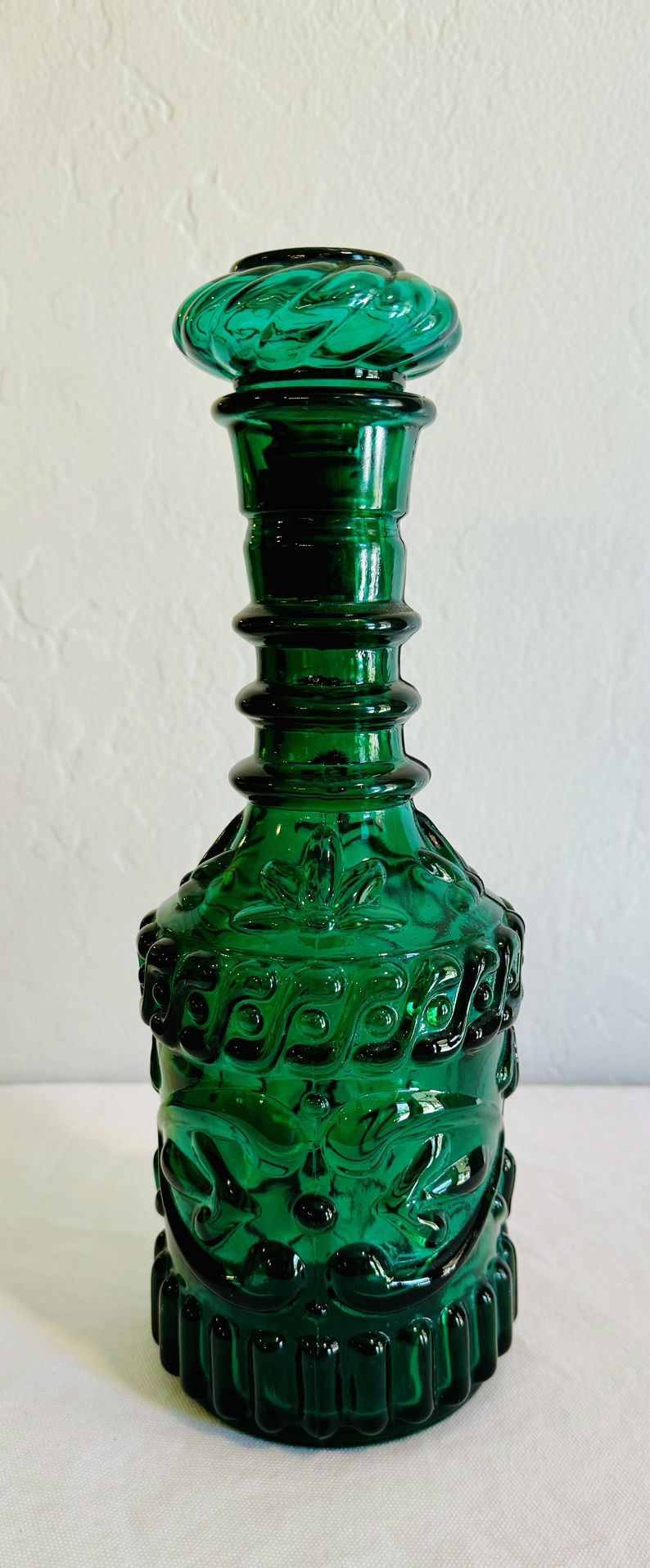 vintage jim beam green glass decanter