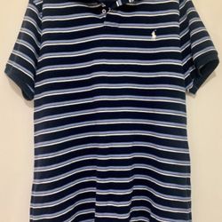 Polo Ralph Lauren Shirt Mens XL Short Sleeve Classic Fit Stripes Blue Cotton