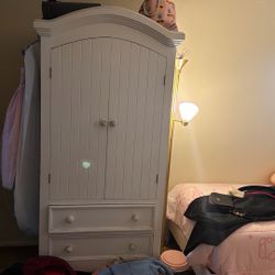 Solid Wood White Armoire Closet