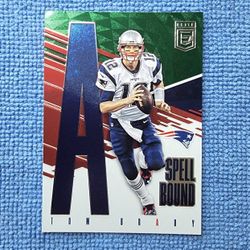 Tom Brady 2017 Panini Elite GREEN Spellbound “A” Nameplate Insert #14 Patriots