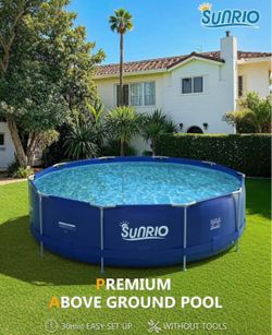 Swimming pool 12ftx30in metal frame with filter, pump and pool cover