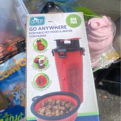 Portable pet food and water container