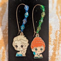 Handmade Elsa and Anna Beaded Dangle Earrings