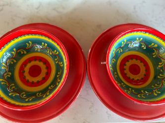 2 Red Plates and 2 Matching Bowls for $10