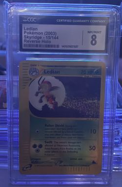 CGC 8 GEM MINT Ledian Skyridge Reverse Holo 2003 Pokemon 15/144