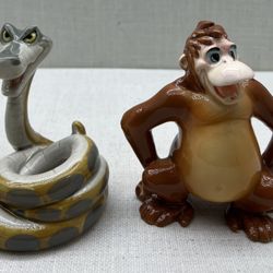 1967 Disney Japan The Jungle Book King Louie Ape & Kaa Snake Ceramic Figurines. 