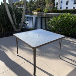 Tropitone 42” Square Cast Aluminum Body w/ Acrylic Top ADA Patio Dining Table w/ Umbrella Hole - Brand New!