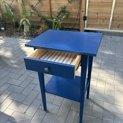 IKEA Side Table – Blue, with Drawer & Shelf