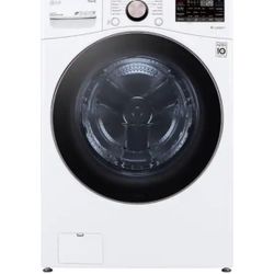 LG - 4.5 Cu. Ft. High-Efficiency Stackable Smart Front Load Washer with Steam and Built-In Intelligence - White