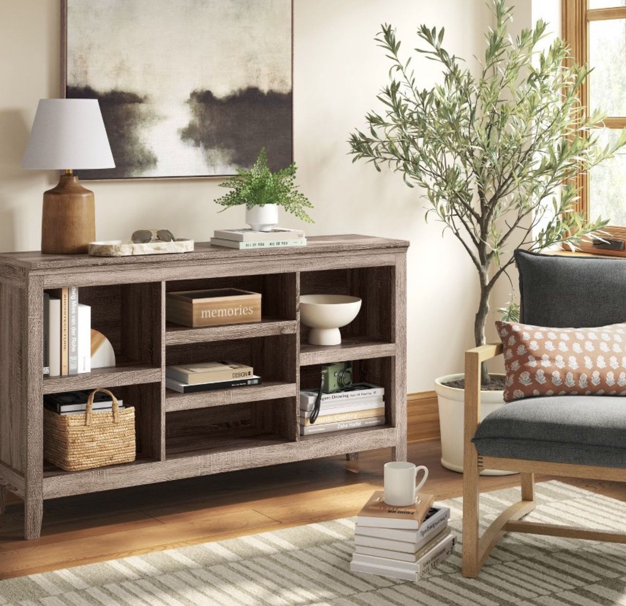 32" Carson Horizontal Bookcase with Adjustable Shelves Rustic - Threshold