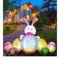 Easter Bunny Inflatables Outdoor Decorations Set  with Built in LED Lights （new）