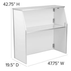 4' Folding Portable Event Bar with Top and Middle Shelves