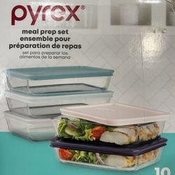 Pyrex Glass Meal Prep Containers – 10-Piece Set w/ Lids
