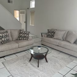 Furniture Set- Couch, Loveseat, Coffee Table, Side Tables, Lamps and Rug