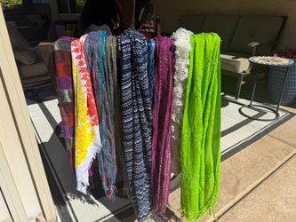 Bundle of Women's Scarves – 8 Assorted Patterns & Colors, Various Fabrics