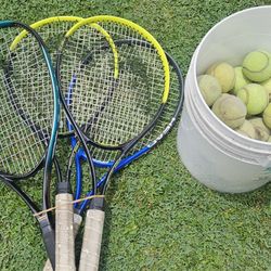 Tennis racket and balls