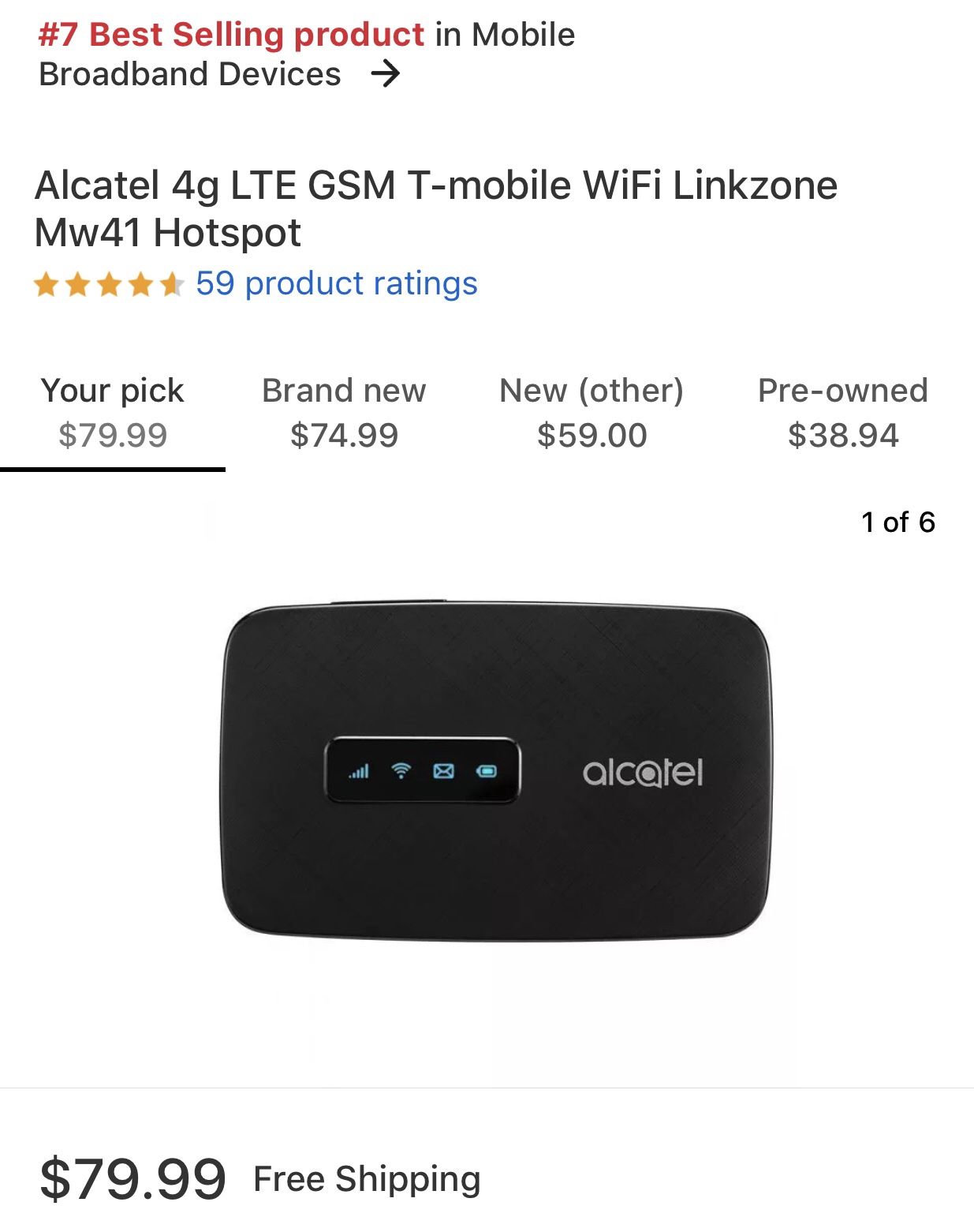 Metro pcs Wifi dEvise Alcatel Linkzone