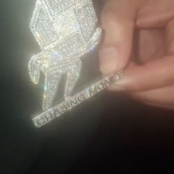925 Silver Chasing Money Baguette CZ Iced Out Pendant