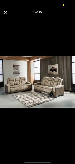 Ashley Next-Gen DuraPella Dual Power Reclining Sofa & Loveseat – OBO
