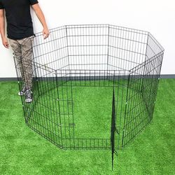 (NEW) $49 Foldable 36” Tall x 24” Wide x 8-Panel Pet Playpen Dog Crate Metal Fence Exercise Cage 