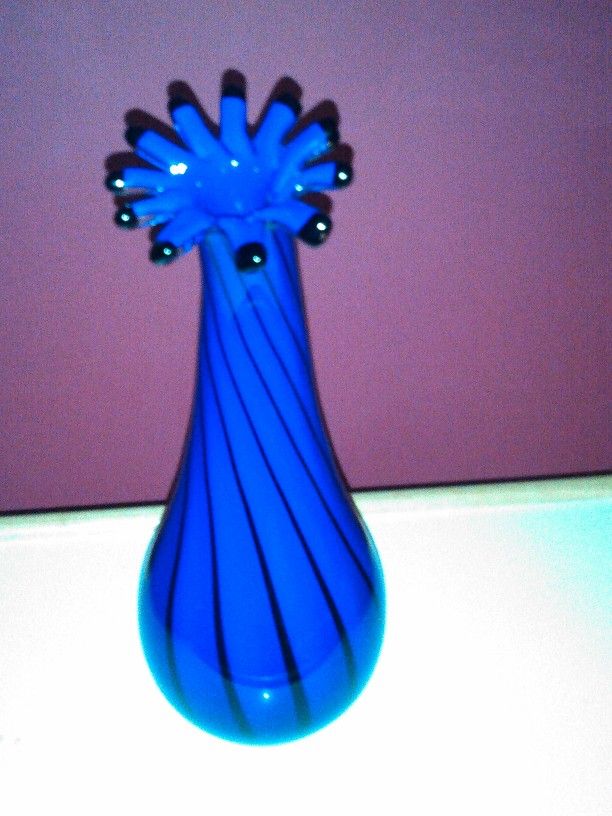 Vintage Eastern Glass Vase, Cobalt Blue,