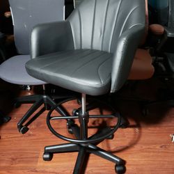 New VECELO Drafting Chair W/ Adjustable Height PU Swivel Stool W/ Lumbar Support and Footrest for Standing Desk Bedroom Vanity Office Living Computer 