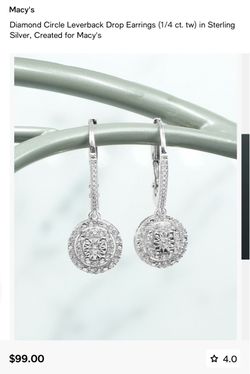 Macy’s Diamond Circle Leverback Drop Earrings (1/4 ct. tw) in Sterling Silver