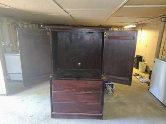Dark Wood Armoire with Drawers
