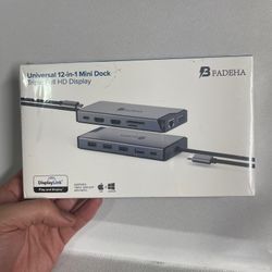 Universal 12-in-1 Mini Dock – Triple Full HD Display, USB-C Docking Station – BFADEHA