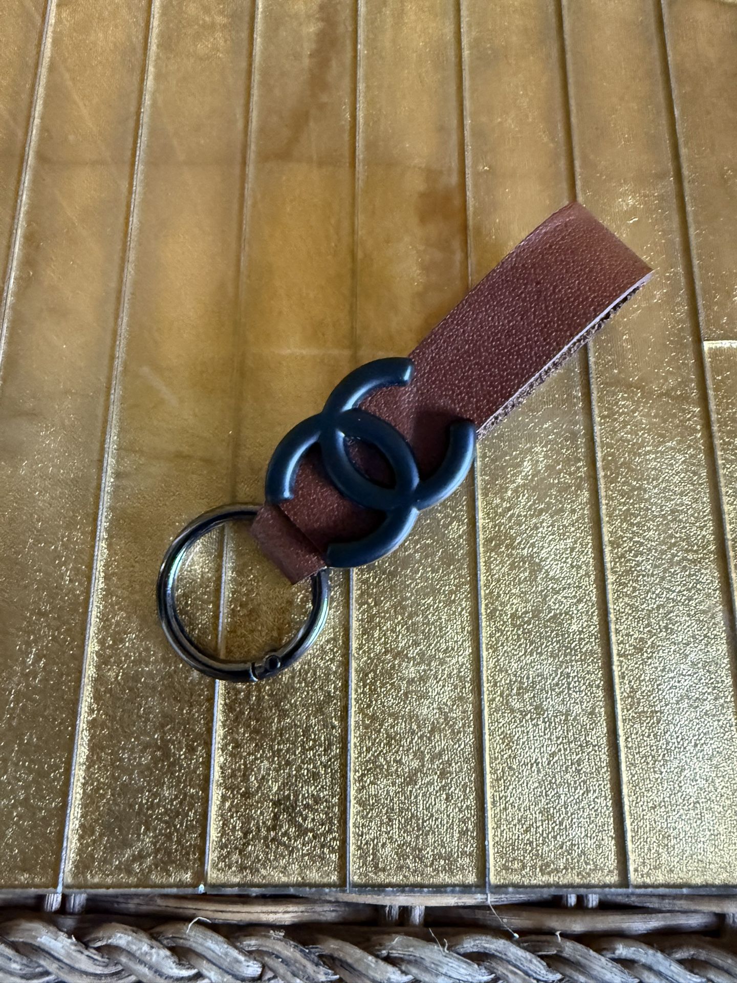 Chanel, Authentic Leather And Gunmetal Keychain