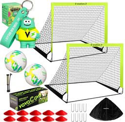VavaCava 4'x3' Soccer Goal Set, 2 Goals, 2 Balls, Keychain, 10 Cones, Pump, Carry Bag, Portable PopUp Soccer net for Backyard, SGS Certificate