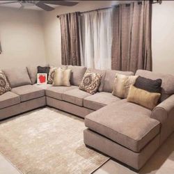 Brand New 🫵 Driftwood U Shaped Large Modern Sectional With Chaise ✅ $39 Down Payment💥 Living Room Set 🤩