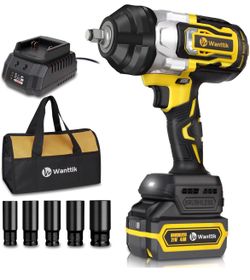 Cordless Impact Wrench 1/2 inch ImpactGun withCharger &5 Sockets,Brushless Motor