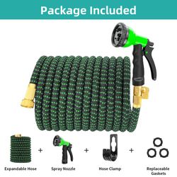 2026 Upgrade Expandable Garden Hose 50FT , Water Hose with 10 - Function High - Pressure Spray Nozzle , Heavy Duty Flexible Hose , 3/4 " Solid Brass