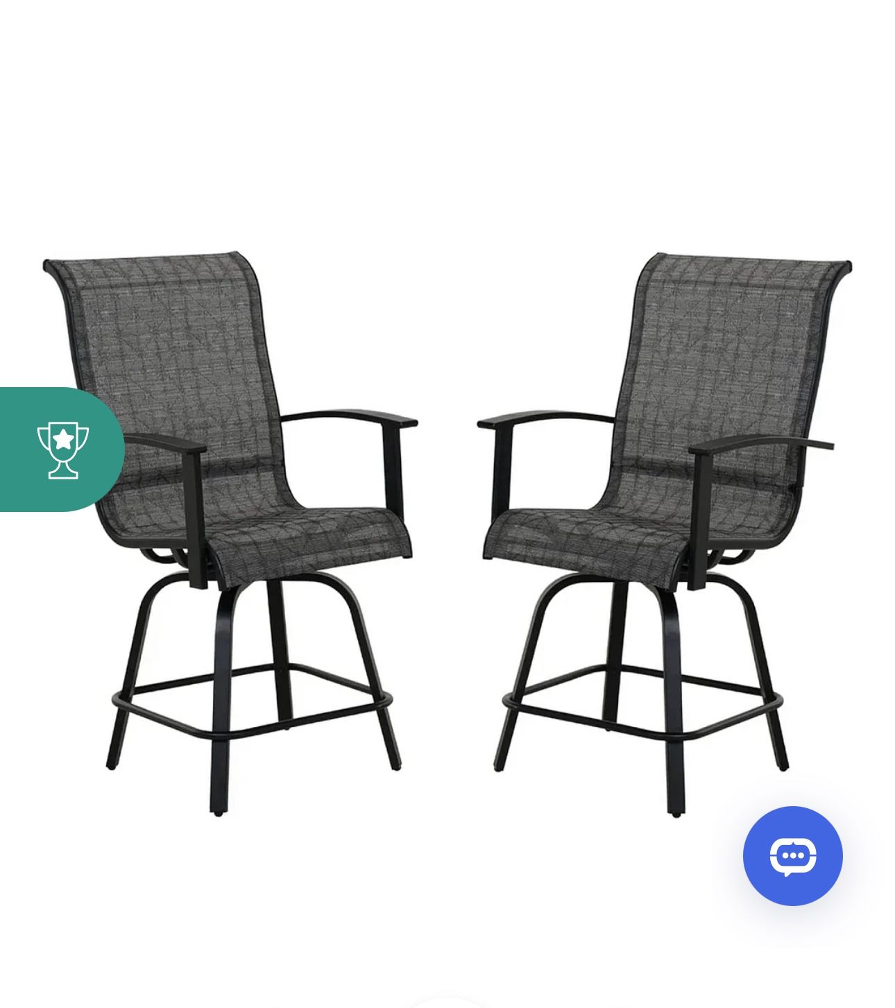 Grand patio Counter Height Outdoor Swivel Bar Stools Set of 2, Patio Bar Chairs with Arms Backs for Porch Balcony, Poolside, Deck (Black&Grey Plaid, 2