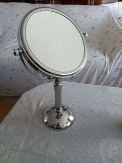 Chrome Double-Sided Vanity Mirror on Stand