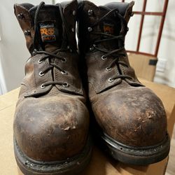 Used Timberland Pro Brown Leather Boots W/ Steel Toe 