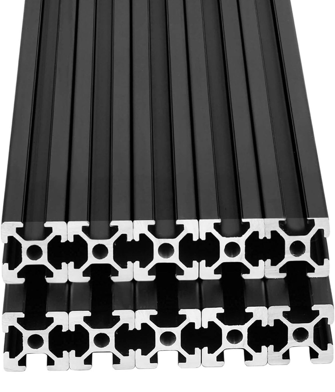 10pcs 48inch T Slot 2020 Aluminum Extrusion European Standard Anodized Linear Rail for 3D Printer Parts and CNC DIY 1220mm Black(48inch)