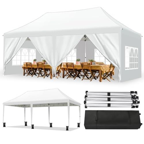 10x20 EZ Pop Up Canopy Tent Party Tent Outdoor Event Protable Instant Shelter Tent Gazebo with Removable Sidewalls and Carry Bag,