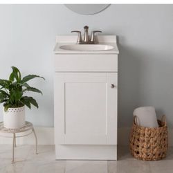 Project Source Dover 18-in True White Single Sink Bathroom Vanity with White Cultured Marble Top